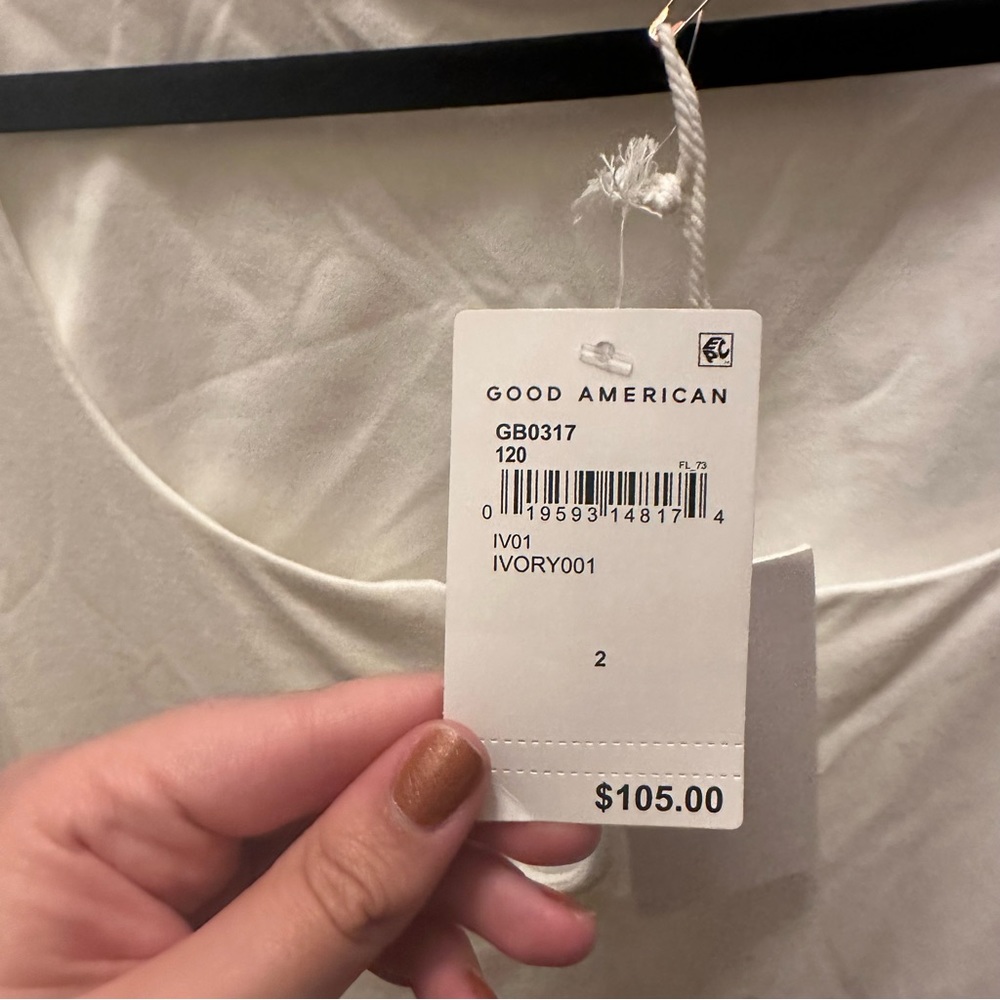 Good American STRETCH JERSEY U RING BODYSUIT in Ivory Size 2 NEW - Picture 10 of 16